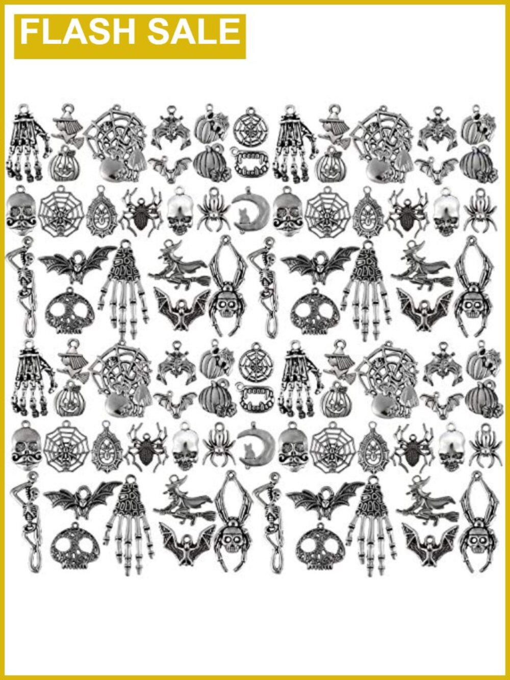 80pc Halloween Gothic Charms Metal Alloy DIY Jewelry Pendants
